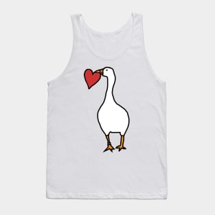 Left Facing Goose with Red Heart in Beak Tank Top